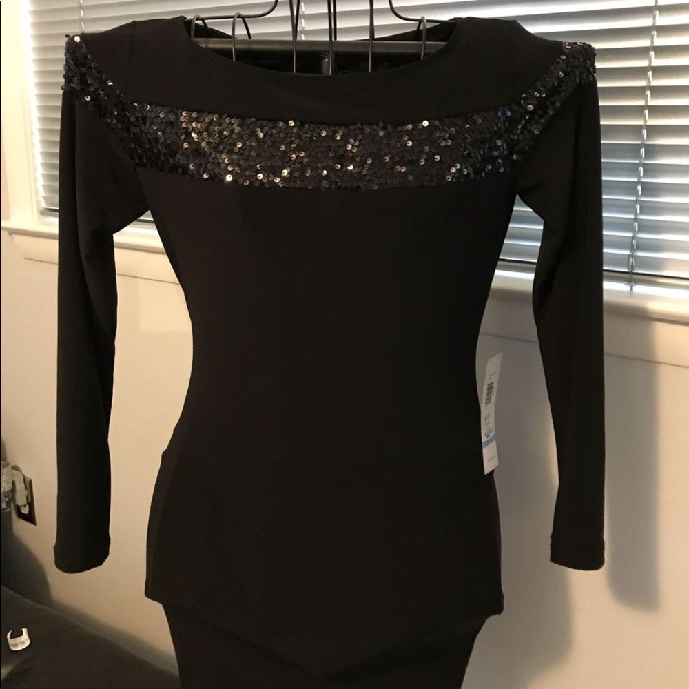Little black dress with tasteful sequin accent